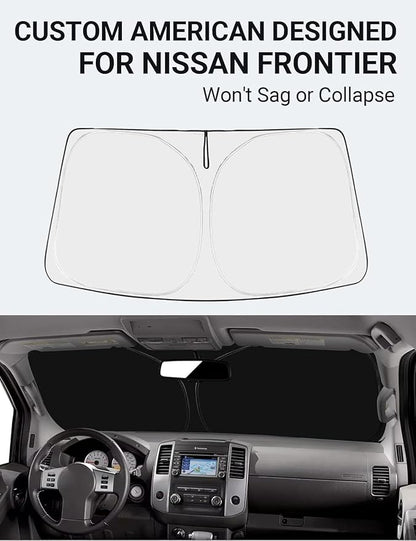 Proadsy 2026 Upgrade Front Windshield Sun Shade Foldable Sunshade Protector Custom Fit 2005-2021 Nissan Frontier, 2Dr 4Dr KingCab CrewCab Pickup Accessories