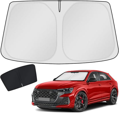 KUST Windshield Sun Shade for Audi Q8 2019-2023 2024 2025 2026 Window Accessories Shade Sun Visor Foldable Block UV Rays Keep Car Cooler