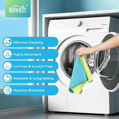 HOMEXCEL Microfiber Cleaning Cloths, 100 Pack Microfiber Towels for Cars, Lint & Scratch-Free Bulk Cleaning Rags for House, Kitchen, Car and Shop, Multicolor Absorbent Cleaning Towels 11.5 x 11.5 inch