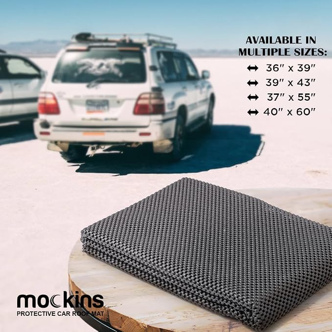 Mockins 51" x 39" Customizable Anti Slip Mat for Car Rooftop Bag | Soft Roof Rack Pads | Cargo Mats for Back of SUV Truck & Van | Scratch-Resistant Car Roof Mat to Keep Cargo from Slipping