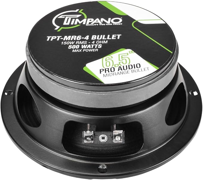 Timpano 6.5 Midrange Speaker TPT-MR6-4 Bullet 500 Watts, 4 Ohm, Shallow Mount 6.5 Inch Speakers PRO Audio Mid Range Loud Speaker (Single)