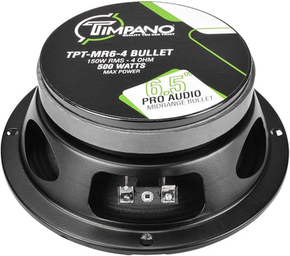 Timpano 6.5 Midrange Speaker TPT-MR6-4 Bullet 500 Watts, 4 Ohm, Shallow Mount 6.5 Inch Speakers PRO Audio Mid Range Loud Speaker (Single)