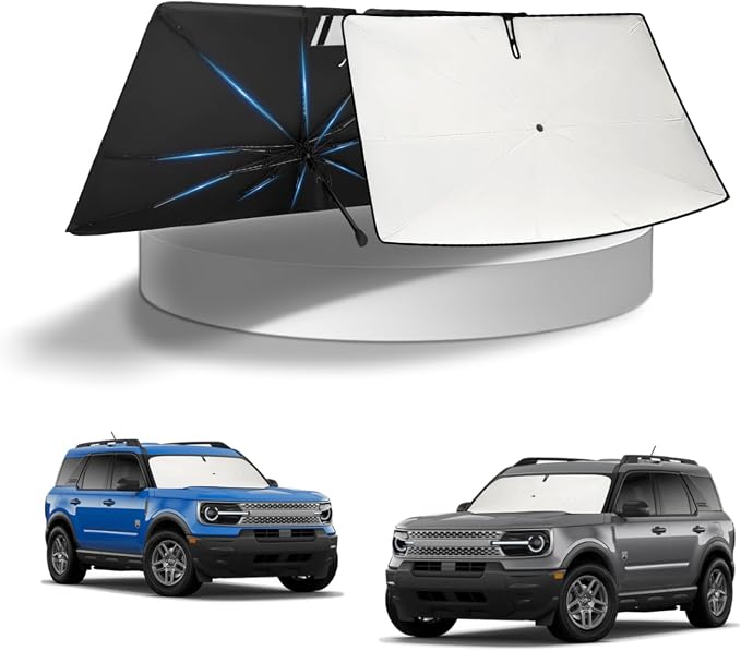 KUST Sun Shade Umbrella for Ford Bronco Sport 2021-2026 (Only fits for Bronco Sport) | Custom Fit Windshield Sunshade | Foldable Sunshade with Bendable Handle | Blocks Heat & UV Rays