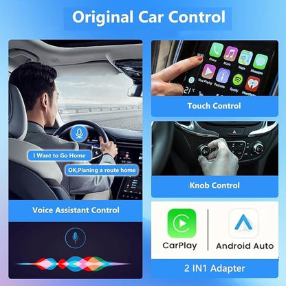 Car Wireless CarPlay Adapter for Jeep Grand Cherokee 2018-2023 2024 2025, 2-in-1 Wireless Car Play Adapter, Fast Auto Connect Low Latency