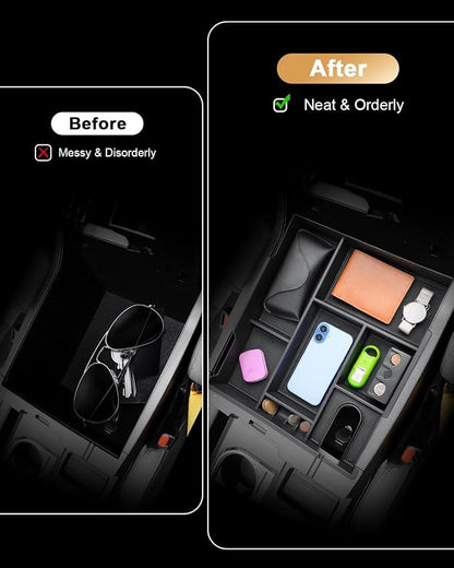 ECOZEN Center Console Organizer For 2014-2021 Toyota Tundra - Full-Size Armrest Box Storage Tray Compatible with 2014-2021 Toyota Tundra Accessories - Armrest Organizer ABS