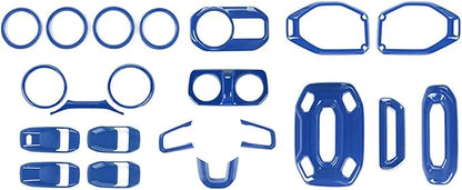 for Wrangler JL Interior Trim Kit Blue Dashboard for Jeep Wrangler JL JLU Gladiator JT 2018-2023 Blue Interior Accessories 21pcs