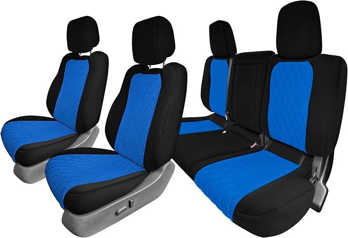 FH Group Custom Fit Car Seat Covers Specifically Made for 2022-2026 Nissan Frontier, Full Set Blue Ultraflex Neoprene Waterproof Automotive Seat Covers for Pickup Truck, Nissan Accessories
