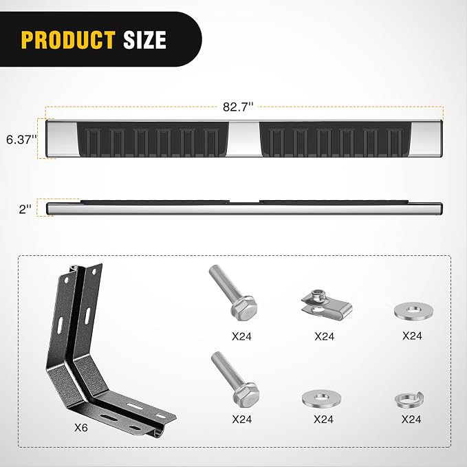 Nilight Running Boards for 1999 2000 2001 2002 2003 2004 2005 2006 2007 2008 2009 2010 2011 2012 2013 2014 2015 2016 Ford F-250 F-350 Crew Cab 4 Full Size Doors 6 Inch Bolt-on Step Nerf Bars Silver