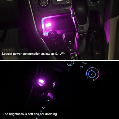 BESULEN Car Interior Atmosphere Lamp, Plug-In USB Interface LED Vehicle Ambient Lighting Kit, Portable Mini Automotive Night Light Decoration Accessories, Universal for SUV, Sedan, Truck (Pink/Purple)