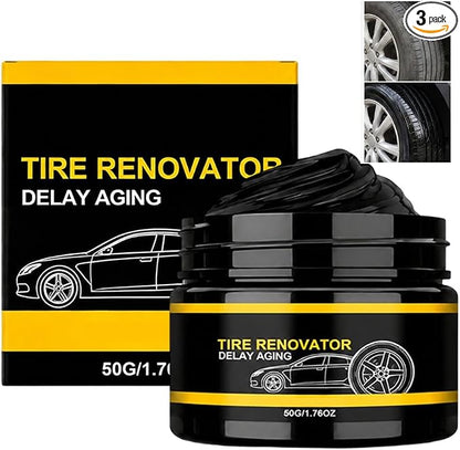 Car Tire Shine with Sponge, 2026 New Tire Shine Cream, Car Tire Ceramic Coating for Deep Black Gloss, Tyre Nourish Cream Tire Wax with UV Blocking Dust (3)
