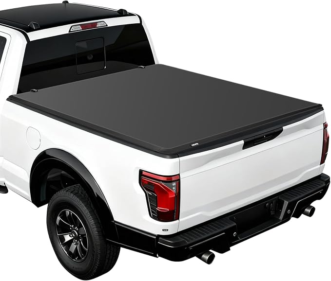 VEVOR Soft Tri-Fold Truck Bed Tonneau Cover, Compatible with 2015-2025 Ford F-150 5.5 ft (67.1 in) Bed, Waterproof Soft Folding Truck Tonneau Cover with 3-Layer PVC and Aluminum Alloy Support Bar