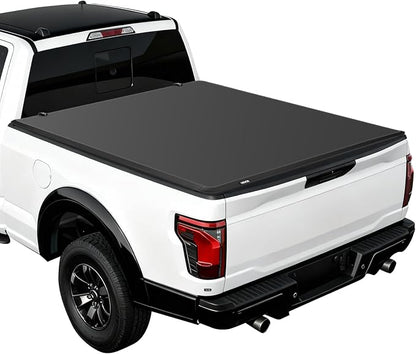 VEVOR Soft Tri-Fold Truck Bed Tonneau Cover, Compatible with 2015-2025 Ford F-150 5.5 ft (67.1 in) Bed, Waterproof Soft Folding Truck Tonneau Cover with 3-Layer PVC and Aluminum Alloy Support Bar