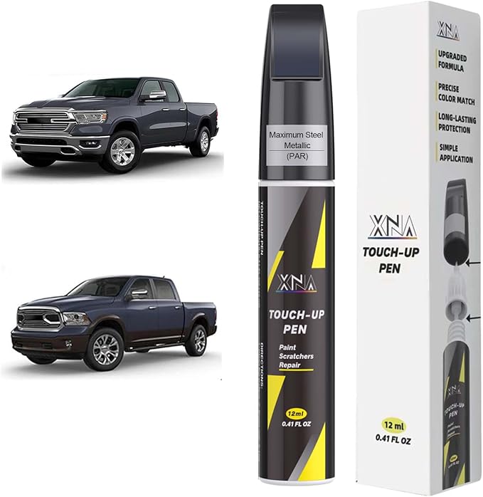 XNA Maximum Steel Metallic(PAR) for Dodge Ram Touch Up Paint, 2 in 1 Car Scratch Remover with Pen Tip and Brush, Exact Color-Matched for Car Paint Scratch Repair, Quick & Easy Fix Chips and Nicks