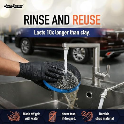 Nanoskin AUTOSCRUB 5 3/4" Hand Strap Applicator – Clay Bar Alternative for Removing Contaminants from Paint, Glass, Plastic, and Metal | Compatible with 6" Pads | Easy Pre-Wax & Coating Prep