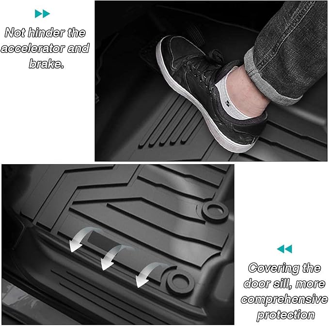 KUST Custom Fit Floor Mats for 2017-2024 Nissan Titan / 2016-2024 Nissan Titan XD Crew Cab (with Rear Under Seat Organizer) All Weather Floor Liners 5D 1st & 2nd Row Carpet Liners Black