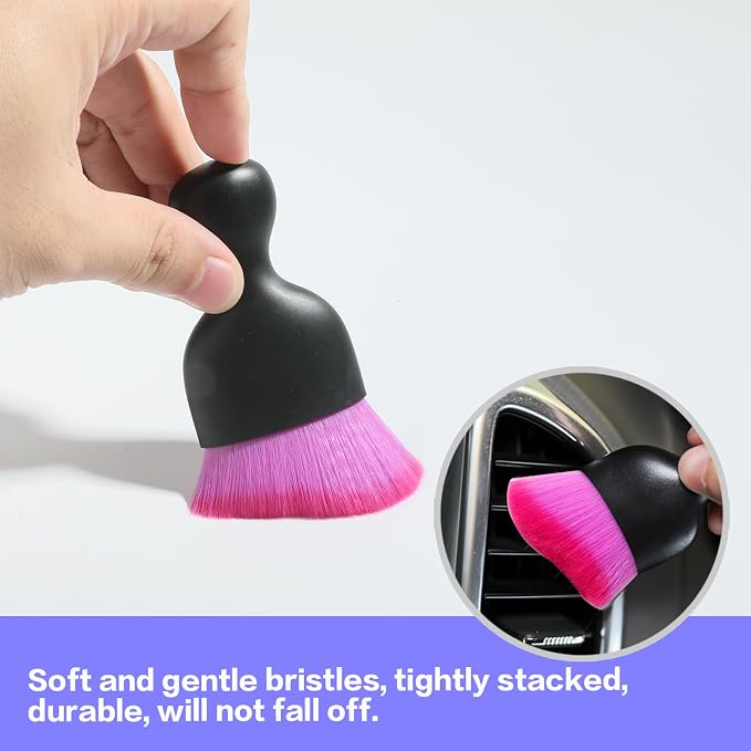 AOCISKA Car Interior Detailing Brush,Soft Bristle Cleaning Brush Car Detailing Brush Dusting Brush,Car Interior Cleaning Tool,Auto Detail Brush Car Dash Duster Brush (Black&Double Purple)