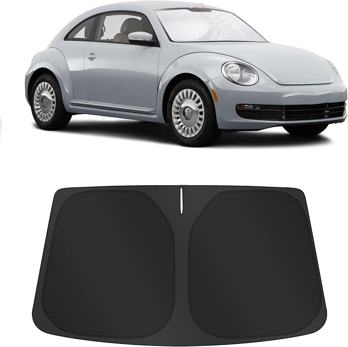 TINGLU Sun Shade for Volkswagen VW Beetle 2012-2019 Accessories Windshield Sun Shade Window Shade UV Rays Protection Sun Visor Cover with Steering Wheel Sunshade Storage Bag