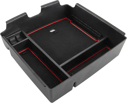 SKTU Compatible with 2022-2025 2026 Kia Carnival Center Console Organizer 2024 2025 2026 Carnival Accessories Insert ABS Materials Tray 2022-2026 Carnival Console Tray with Coin and USB Hole (Red)