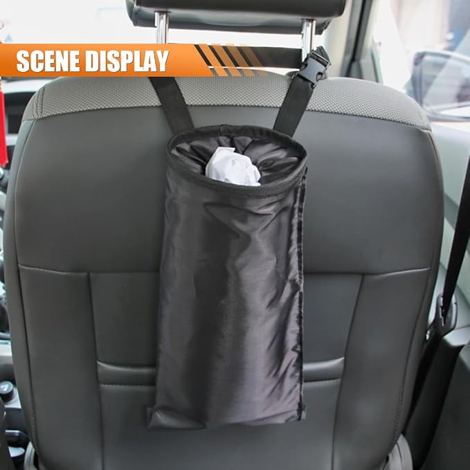 3PCS Universal Hanging Car Garbage Bag for Back Seat - Detachable Garbage Can Car Trash Bag with Elastic Opening - Washable Storage Bags Auto Trash Can for Outdoor Traveling & Home Use