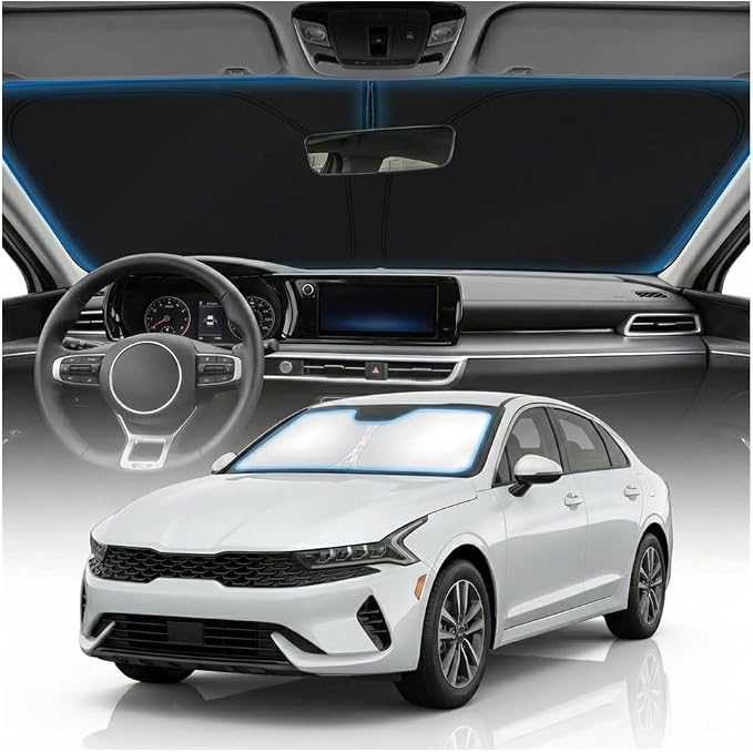 for KIA K5 Sun Shade Windshield Cover - Custom Fit K5 Accessories 2021-2025 2026 Sunshade Foldable UV Protection & Heat Shield Sun Visor Accessories