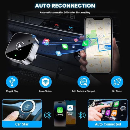 Wireless CarPlay and Android Auto Adapter for Cadillac CT4 2020-2025- Mini Plug and Play Converter for Stable Connection