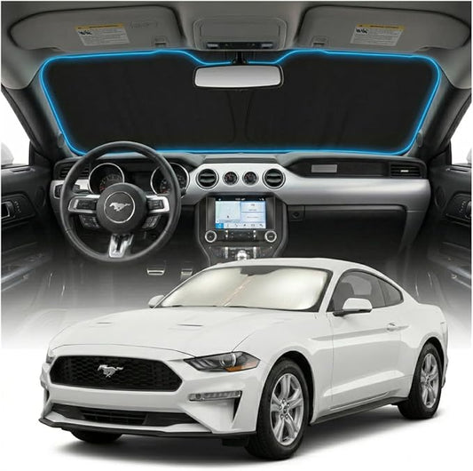 for Ford Mustang Sun Shade Windshield Cover - Custom Fit Outlander Accessories 2015-2025 2026 Sunshade Foldable UV Protection & Heat Shield Sun Visor Accessories