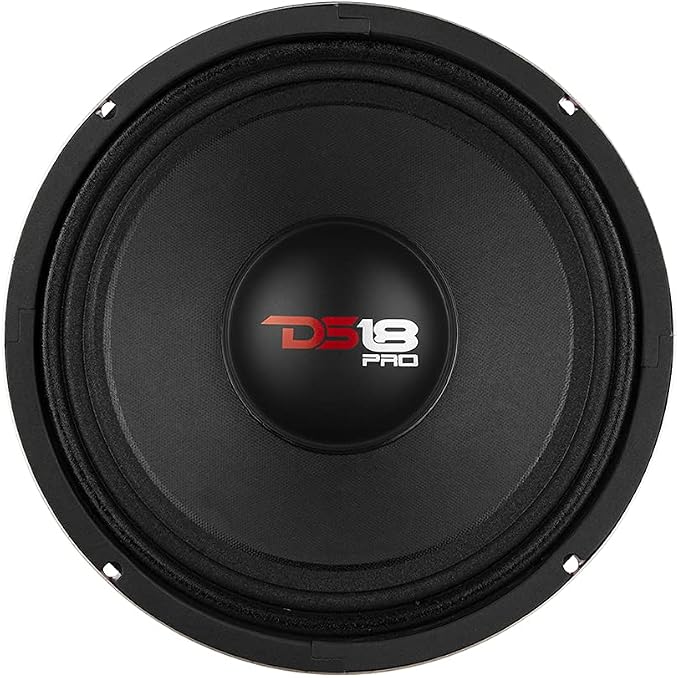 DS18 PRO-X10M Loudspeaker - 10", Midrange, Red Steel Basket, 600W Max, 300W RMS, 8 Ohms - Premium Quality Audio Door Speakers for Car or Truck Stereo Sound System (1 Speaker), Classic