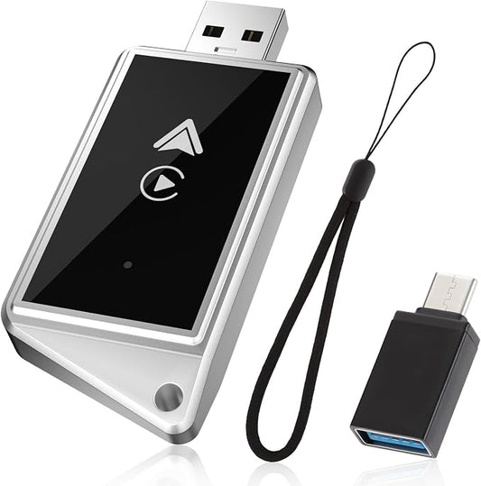 Welspo Wireless CarPlay Adapter&Android Auto Adapter, 2-in-1 CarPlay Adapter for iPhone and Android Phones, Plug&Play CarPlay Dongle Converts Wired to Wireless with Lanyard, Compatible with 2018+ Cars