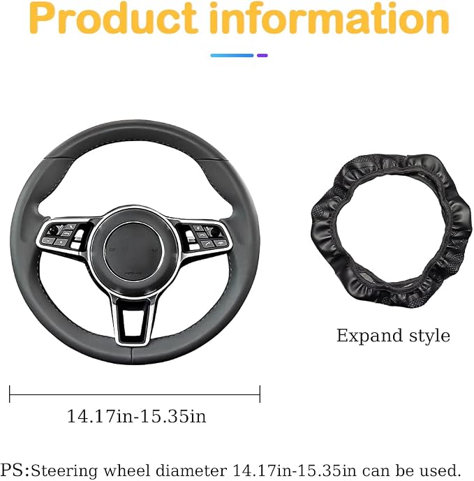 Osilly Car Steering Wheel Cover, 15 inch Carbon Fiber Microfiber PU Leather Elastic Steering Wheel Protector for Men Women, Anti-Slip Breathable Car Interior Accessories for Most Cars (Purple)