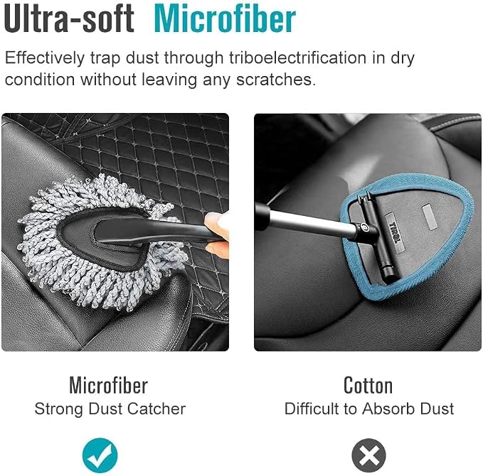 Shopping GD Multi-Functional Car Duster Cleaning Dirt Dust Clean Brush Dusting Tool Mop Gray Car Cleaning Products