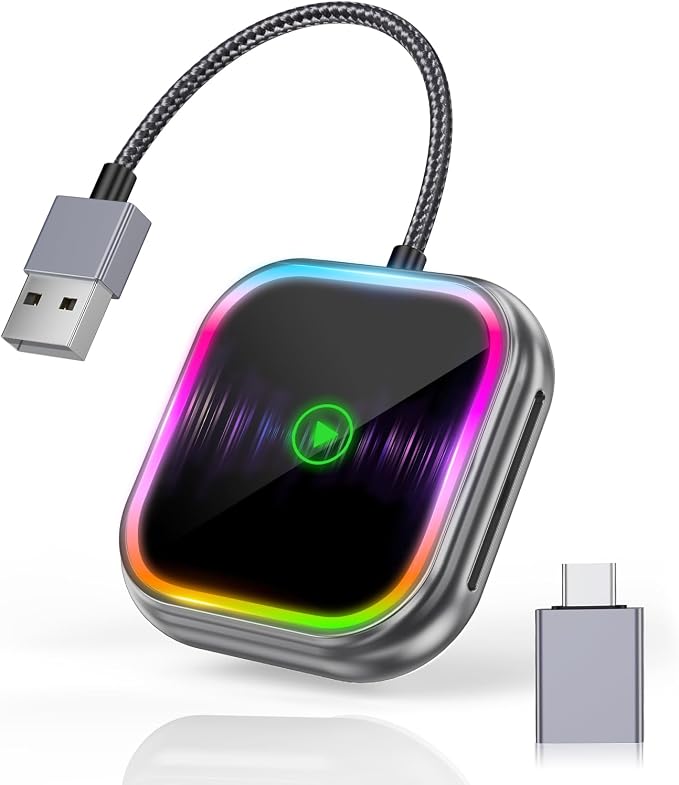 Wireless CarPlay Adapter 2-in-1 for iPhone & Android Auto, Converts Wired to Wireless CarPlay, Compatible with 800+ Car Models (2016+), iPhone iOS 10+ & Android Devices