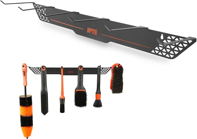 SPTA Detailing Brush Towels Hanger Detailing Brush Holder 6 Organizer Hooks Wall-Mounted Hanger Rack Car Care Organizer, Ideal for Garage Cleaning Towels Brush Car Cleaning Tools