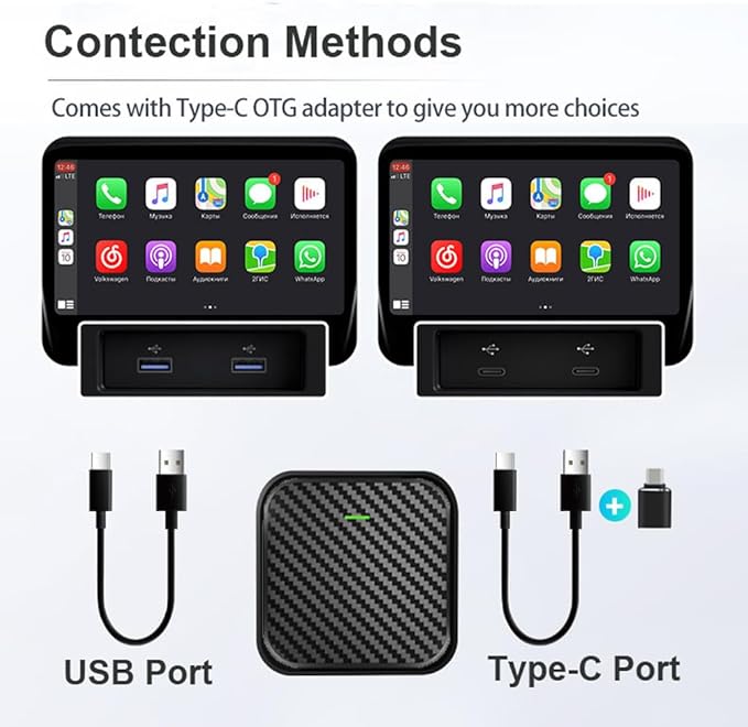 Wireless CarPlay Adapter for Apple iPhone, Android Auto Wireless Adapter for Samsung Galaxy/Motorola, 2025 Upgrade Plug & Play Fast Connection Car Play (Black)