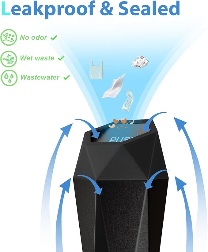 SINSEN Car Trash Can, Mini Garbage Bin with Lid, Car Door Trash Cans, Cup Holder Organizer Diamond Dustbin, Black, Pack of 2