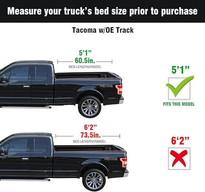 Tutel Low Profile Hard Shell Folding Truck Bed Tonneau Cover|Fits 2016-2023 Toyota Tacoma 5'1" Bed (60.5") - TTLTMLPT021