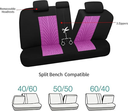 VarCozy Car Seat Covers Full Set, Front & Split Rear Bench for Car, Universal Cloth SUV, Sedan, Van, Automotive Interior Covers, Airbag Compatible