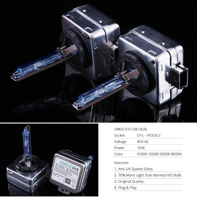 DMEX D1S HID Headlight Bulbs 4300K Warm White Xenon 35W 66144 66140 85140 85415 Replacement - Pack of 2 (Not fit Halogen Headlamp)