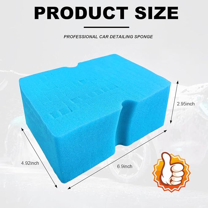 Car Wash Sponge, Large Scratch-Free Cross Cut Sponge for Soap and Rinseless Washing, Durable Ultra Soft Foam Grid Extra Absorbent Car Cleaning Sponge Pad, Car Accessories (Sky Blue)