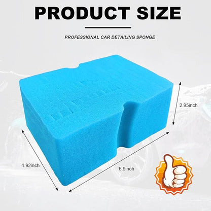 Car Wash Sponge, Large Scratch-Free Cross Cut Sponge for Soap and Rinseless Washing, Durable Ultra Soft Foam Grid Extra Absorbent Car Cleaning Sponge Pad, Car Accessories (Sky Blue)