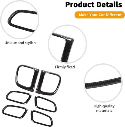 Hoolcar Center Control Air-Conditioning Outlet Vent Trim Cover & Inner Door Handle Bowl Trim Cover Fit for Jeep Grand Cherokee 2011-2020, Carbon Fiber