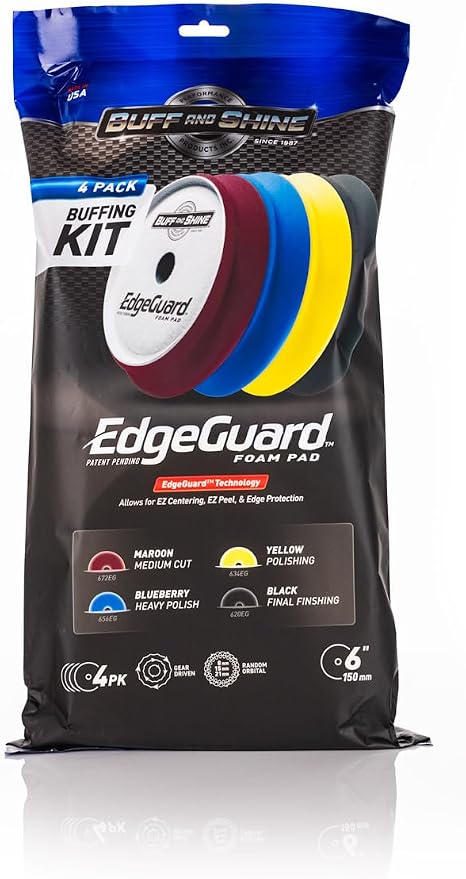 Buff and Shine - EdgeGuard Foam Buffing Kit - Multicolor - 6" - Pack of 4