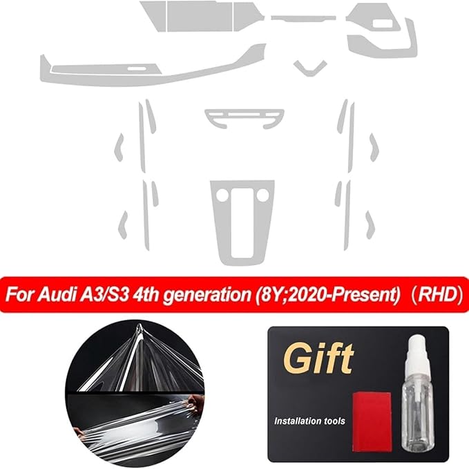 Pre Cutting car Interior PPF Paint Protection Film Console Transparent TPU Film for Audi A3 8Y S3 2020-2025