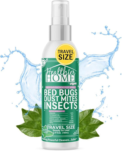 Chomp! Travel Size Bed Bug & Insect Repellent, Natural, TSA Approved Indoor Pest Control Spray for Travel & Home, Plant-Based Dust Mite, Ant, Spider, Fly Killer, Peppermint Scent, 3.4 Fl Oz