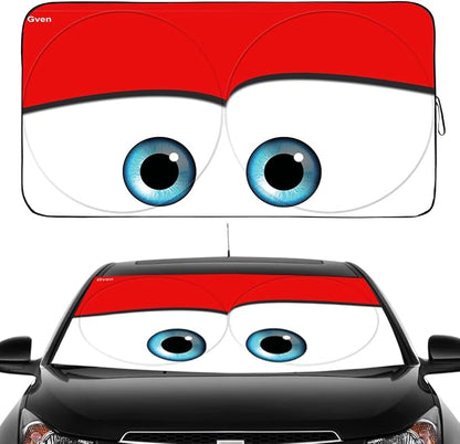Gven Windshield Sun Shade Universal Fit for Car Window Sunshades Cover Automotive Interior Sun Protector Accessories for Compact& Midsize Sedan,Com& Subcompact SUV,Small Pickup,Wagon(Red, S)