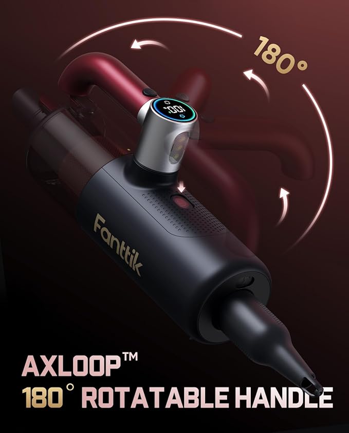 Fanttik Cruise V11 APEX Handheld Vacuum Cordless, 4-in-1 Vacuum Cleaner for Pet, AxLoop 180° Rotatable Handle, LED Touch Screen, 3 Suction Modes for Home Corners, Couches, Crevices