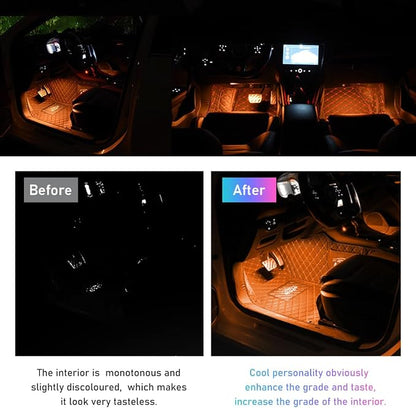 Ohleats Car LED Strip Light, 24 LED RGB Auto Interior Atmosphere Lights, USB Vehicle Under Dash Ambient Night Light Strip, Interior Decorative Lamp Lighting Kit Car Accessories (Orange)