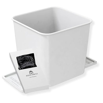 Car Trash Can with Stability Wings – Leakproof Portable Garbage Bin for Fabric & Rubber Mats – Compact Durable Plastic Auto Organizer for Cars, SUVs, Trucks (White, Small)