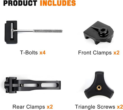 Truck Tonneau Cover Replacement Installation Accessory for Hard Tri-fold & Quad-fold Truck Bed Cover Include Nut, T-Bolt(T-bar), Tonneau Cover Clamp, 2X Rear Clamp