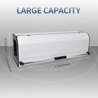 Car Trunk Suv Organizer for 2022-2023 Tesla Model Y (5-Seater), Leather Sturdy Trunk Storage Bin Box, Compartment Foldable Organizer with Lid and Push-pull Handle, White
