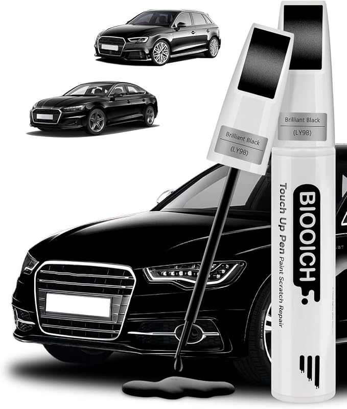Touch Up Paint Pen Exact Color Match Car Chip and Scratch Repair (for Audi, Brilliant Black(A2/LY9B))